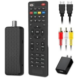 Mini Digital Converter Box for TV,1080P Digital TV Tuner Box with HDMI Output, 3RCA Output, Recording and Playback, USB Multimedia Player, ATSC Tuner, 2in1 Remote Control Included