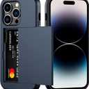 Nvollnoe for iPhone 14 Pro Case with Card Holder Heavy Duty Protective Dual Layer Shockproof Hidden Card Slot Slim Wallet Case for iPhone 14 Pro for Women&Men(Blue) (Blue-Regular Storage)