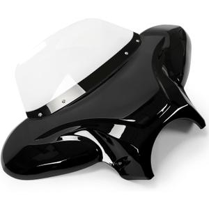 Motorcycle Front Outer Batwing Fairing 37" Wide x 24" Tall Universal | Clear Windshield ABS Fairing Black Transparent