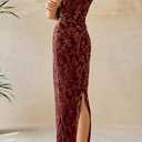 BTFBM Women Spring Dresses 2025 Elegant Wedding Guest Dresses Bodycon Tube Maxi Dress Split Floral Cocktail Dress (XXL)