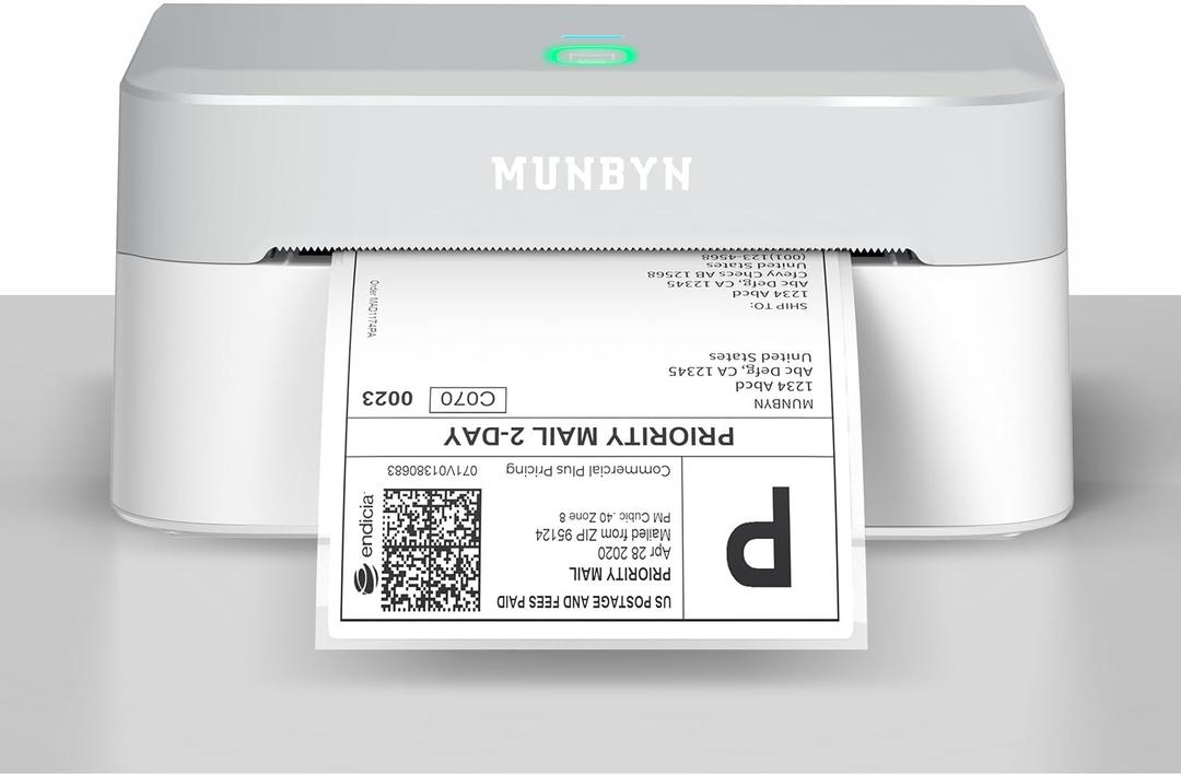 MUNBYN Bluetooth Thermal Label Printer RW403B, Wireless 4x6 Shipping Label Printer for Small Business, Compatible with Android, iPhone, Windows, Mac, Chromebook, Print Width 1.57"-4.25" (Grey)