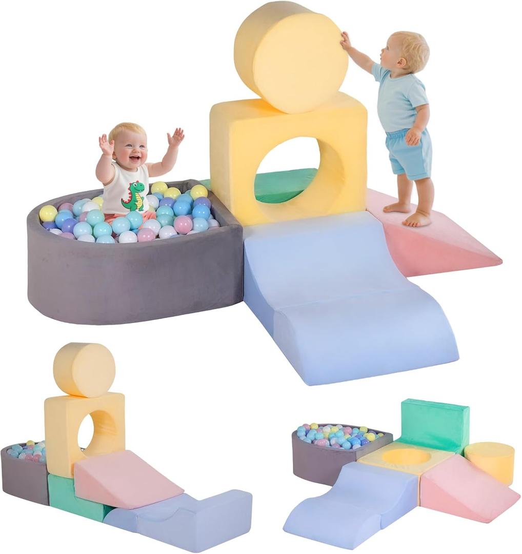 Climbing Toys for Toddlers 1-3, Foam Climb Blocks for Baby6-Piece Baby Climbing Crawling Toys Soft Foam Blocks Activity Play Set (Balls not Included)