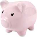 Baby Essentials Large Ceramic Piggy Bank for Boys and Girls, Kids Money and Coin Bank, Perfect Baby Nursery Dcor, Gift and Newborn Keepsake (Solid Pink)