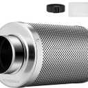 VIVOSUN 4 Inch Air Carbon Filter Smellines Control with Australia Virgin Charcoal for Inline Duct Fan, Grow Tent, Pre-filter Included, Reversible Flange 4" x 12" (Silver)