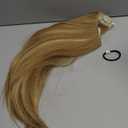 REECHO 16" Invisible Wire Hair Extensions with Thinner Softer Lace Weft Adjustable Size Removable Secure Clips in Short Straight Secret Hairpiece for Women - Golden Blonde with Highlights