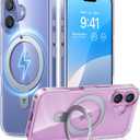 TORRAS Magnetic for iPhone 16 Case with Stand, Built-in Stand Compatible with MagSafe, 3X Military-Grade Protection, Translucent Slim Phone Case for iPhone 16 6.1'', Crystal Clear