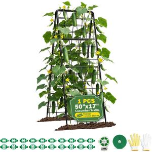 Heavy Duty 2 Pack 50"x17" Adjustable A-Frame Trellis for Climbing Plants Outdoor, Metal Rust-Proof Garden Trellis, Dense Grid Climbing Frame Trellis for Raised Beds, Cucumber, Tomatoes Outdoor