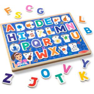 Melissa & Doug Ms. Rachel Wooden Phonics Alphabet Sound Puzzle with Light-Activated Sound Effects, 24-Piece Toddler Toys for Boys and Girls Ages 2+ Years - FSC Certified