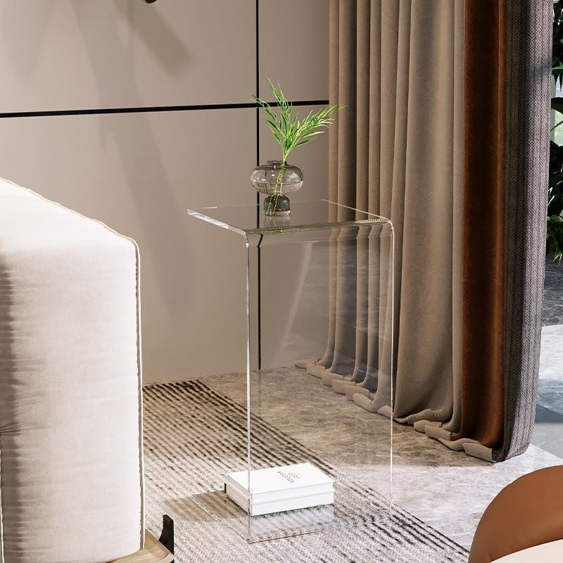 Acrylic Side Table,C Shaped End Table, Acrylic Sofa Side Table, Bedside Table for Bedroom Small Simple Modern Coffee Table Suitable for Living Room (Transparent), 11.81 inches x 25.59 inches x 11.81 inches