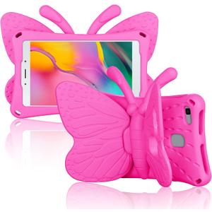 Feitenn Galaxy Tab A 8.0 Case for Kids 2019 SM-T290 / SM-T295, 3D Cartoon Butterfly Cover Non-Toxic EVA Kickstand Kid-Proof Shockproof Bumper Shell Girl Boy Gift for Samsung Tab A 8.0'' 2019 - Rose