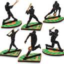 DoubleFill 6 Pcs Baseball Table Centerpiece Decorations Wooden Baseball Player Silhouette Centerpieces Wooden Sports Game Sign for Fans Club Sports Table Toppers Theme Birthday Party Decorations