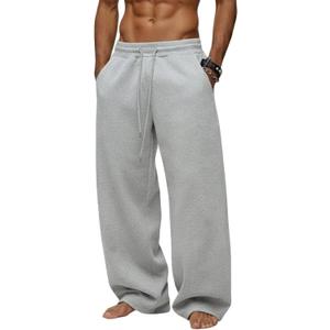 Men's Baggy Sweatpants Heavyweight Fleece Wide Leg Drawstring Sweat Pants,Casual Lounge Joggers with Pockets Slacks (Gray, XL)