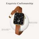 STIROLL Slim Leather Bands Compatible with Apple Watch Band 38mm 40mm 41mm 42mm(Series 11 10), Top Grain Leather Watch Thin Wristband for iWatch SE 9 8 7 6 5 4 3 2 1 (Brown Gold)