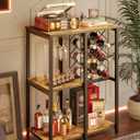 TIQLAB 3-Tier Wine Rack Cabinet, Modern Liquor & Coffee Bar Cart with Shelves, Glass Holder and Power Socket, Bar Table for Kitchen, Dining Room