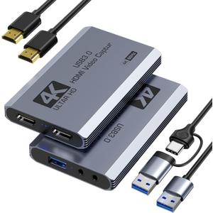 Video Capture Card, USB 3.0 Capture Card 4K HDMI Loop-Out, 4K 60FPS/1080P 240FPS Video Game Capture for Works for PS5/Camera/PC/Streaming