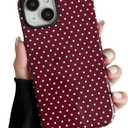 ZTOFERA Magnetic Case for iPhone 13/14, Polka Dot Phone Case Cute for Girl Women, Compatible with Magsafe, Hard PC+Soft TPU Protective Phone Cover for iPhone 13/14-Wine Red
