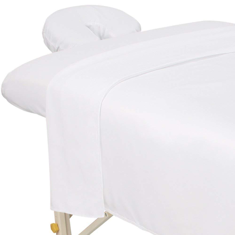 ForPro Professional Collection Premium Microfiber 3-Piece Massage Sheet Set, White, Ultra-Light, Stain, and Wrinkle-Resistant Includes Massage Flat and Fitted Sheet and Massage Face Rest Cover
