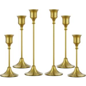 FSyueyun 6 Pcs Brass Candle Holders, Elegant Metal Taper Candle Holders Set, Modern Candlestick Holders for Table Centerpiece, Fireplace Mantel, Wedding, Christmas Home Decor and Housewarming Gift