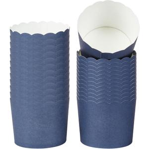 Panificio 6 Ounce Cupcake Wrappers, 200 Scalloped Baking Cups - Oven-Ready, Greaseproof, Midnight Blue Paper Cupcake Liners, Disposable, For Birthdays, Baby Showers, Or Weddings - Restaurantware