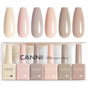 CANNI 6 Colors 9 ML Hema-Free Nude Gel Nail Polish Set, Nude Pink Gel Polish Set, Soak Off LED Nail Manicure Kit DIY at Home Salon Gifts (2354-Nude Neutral)