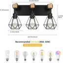3-Light Farmhouse Vanity Light, Industrial Wood Bathroom Light Fixtures Over Mirror, Metal Lampshade for Bathroom, Hallway, Living Room