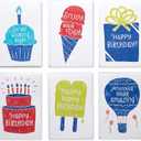 3 Pack American Greetings Birthday Cards Assortment, Ink-Stamped Artwork (144-Count)