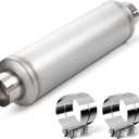 A-KARCK 4.0" Inlet & Outlet Diesel Exhaust Muffler, 7" x 24" Body, 30" Overall Length, Stainless Steel Resonator Muffler with Clamp, Straight Through Design