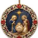 Nativity Ornament 2025  Holy Family Christmas Ornament with Story Card, Religious Christmas Decorations for Christian Families, Catholic Gifts for Christmas Tree