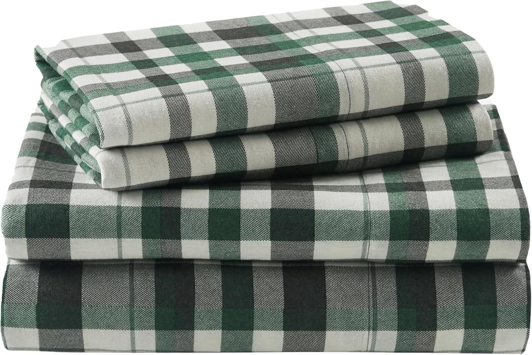 Woolrich Cotton Sheet Set Cottage Charms Print, 100% Cotton Flannel Sheets Warm & Fuzzy Bedding Set Full Size Sheets, Fitted Pocket Fits Up to 14" Mattress, Full Finton, 4 Piece