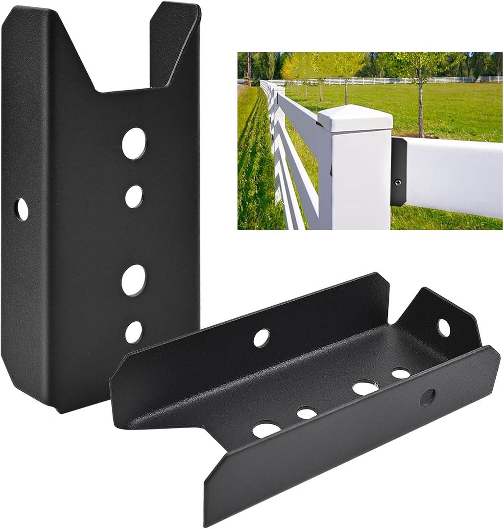 LukLoy 2x4 Brackets for Wood Rail, 50 Pack Black Deck Railing Brackets Connectors for 2 X 4 ( Actually 1.5 X 3.5 ) Wood Post, 20-Gauge Fence Brackets, Screws Not Included