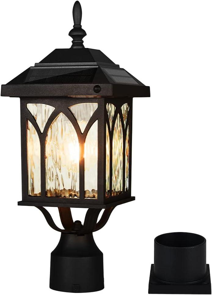 Solar Lamp Post Light OutdoorSolar Outdoor Post Light with 3.5in Pier Mount BaseMatte BlackSuitable for Wet Locations