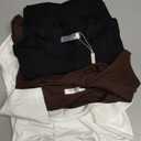 Ekouaer Womens 3 Pack Long Sleeve Shirts Crew Neck Stretch Fitted Underscrubs Trendy Basic Tops Lightweight Thermal Tee Black/White/Coffee Small