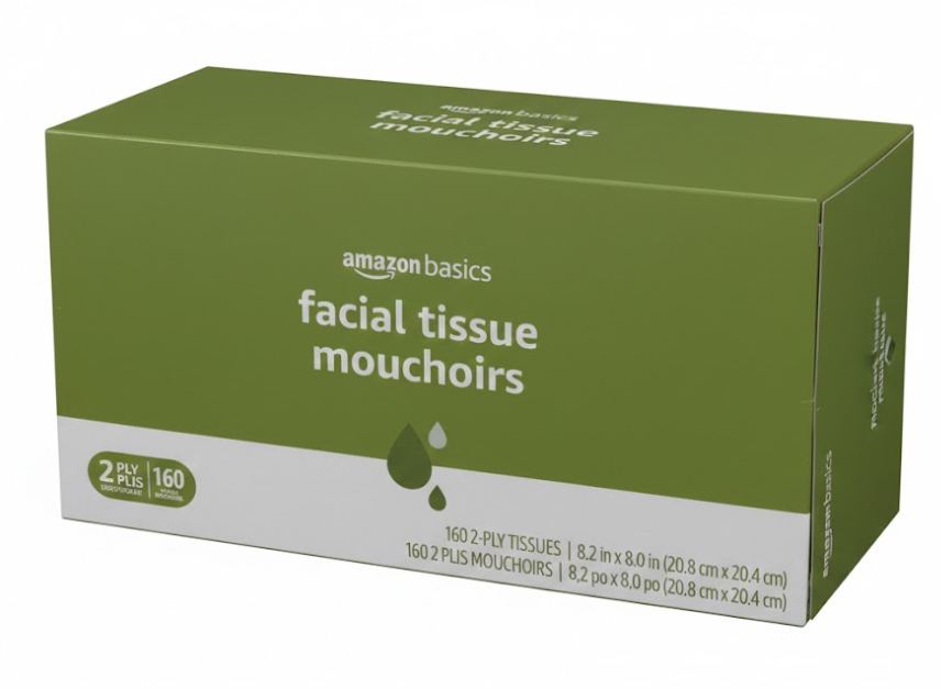 Amazon Basics 2-Ply Facial Tissue, 160 Count