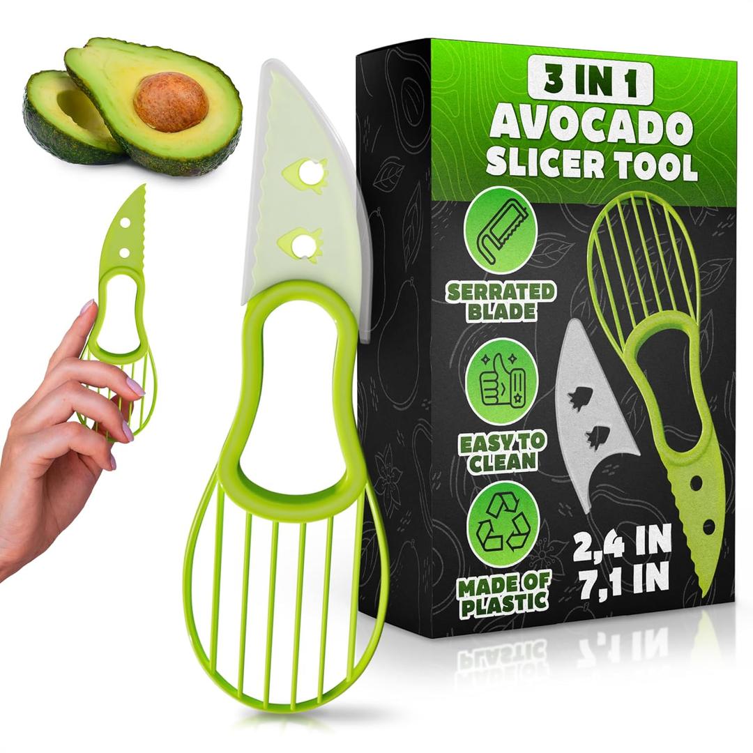 Avocado Slicer Tool 3 in 1 Food-Grade Plastic Cutter, Peeler & Pit Remover for Easy Slicing, Scooping & Quick Food Prep Easy to Use Avocado Peeler Tool | Durable Ergonomic Design Kitchen Gadget