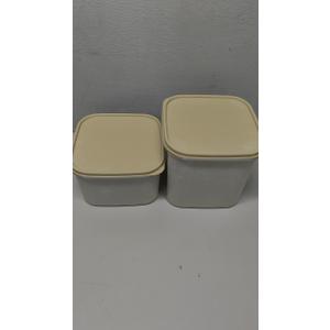 Pack of 2 Square Storage Container with Beige Lids