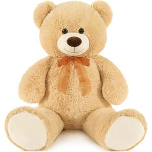 MorisMos Giant Teddy Bear Stuffed Animal 3ft,36'' Big Bear for Kid, Large Stuffed Bear for Baby Shower, Teddy Bear for Girlfriend Boyfriend Wife Mom Fiance Valentine's Birthday, Tan