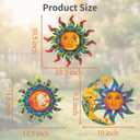 3 Pcs Metal Sun Outdoor Wall Art Decor, Colorful Laser Printed Mexican Style Patterns, Outdoor Decorations for Garden Yard Patio Lawn.
