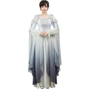 Renaissance Costume Women Ren Faire Dress Outer Garment Elf Costume for Women(Underskirt Not Included) (X-Large, Gradient Gray)