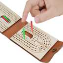 Travel Cribbage Board Game Set Portable Travel Games Includes Storage Space 1 Deck 6 Pegs of Cards and Instructions Classic Family Cribbage Game Ideal for Family Fun and Entertaining