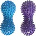 2 Pack Peanut Massage Ball Roller Spiky Double Lacrosse Balls Trigger Point for Stress Reflexology Foot Muscle Therapy Deep Tissue Relieve Strength Exercise Fitness Body