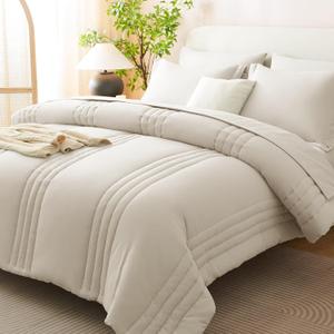 CozyLux King Size Comforter Sets - 7 Piece Bed in a Bag Beige Comforter Set with Sheets Luxury Bed Set All Seasons, Soft Bedding Set with Down Alternative Comforter, Sheets, Pillowcases & Shams
