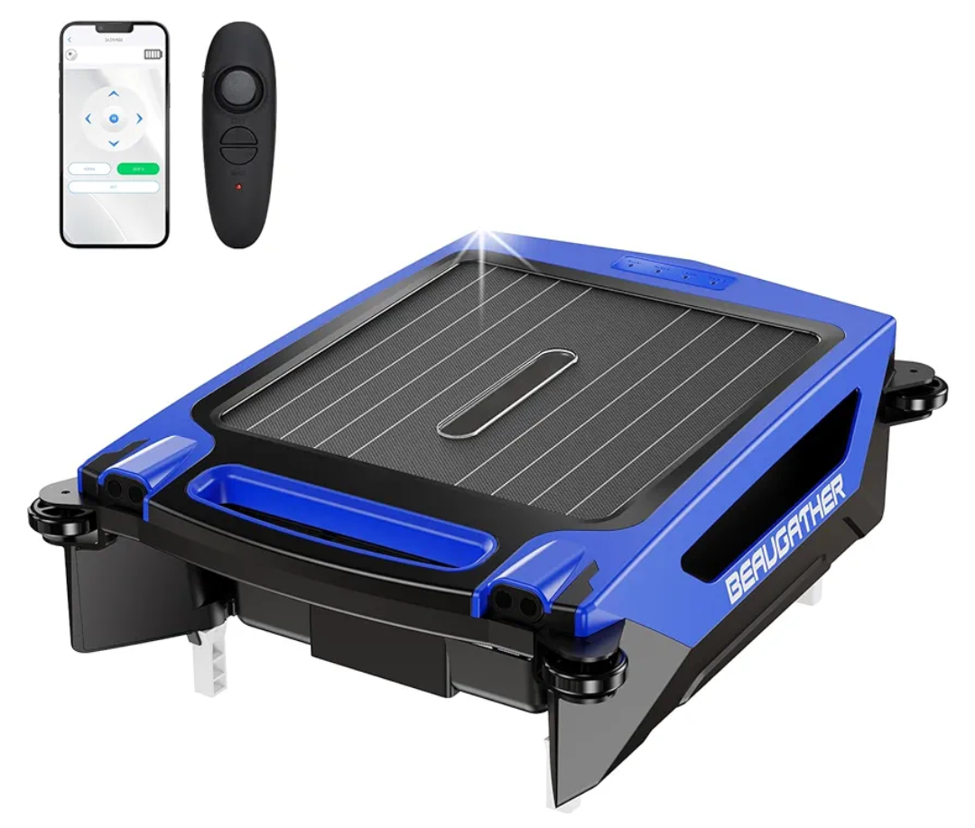 2025 Upgrated Large Solar Pool Cleaner Robot with Remote & APP Control, Pool Skimmer with Dual Charging Modes, Automatic Pool Cleaner with Salt Resistant Durable Motor