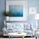 Chinoiserie Printed Sofa Cover Stretch Couch Cover with Throw Pillow Case Blue White Floral Sofa Slipcover for Living Room Decoration(2 Seat)