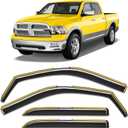 in-Channel Window Rain Guard for Dodge Ram 1500 2009-2018/Ram 2500&3500 Crew Cab 2010-2026 Rain Guards Side Window Visors Low Profile Vent Visor Window Deflectors Vent Shades Truck Accessories