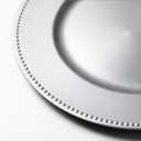 100 Pcs Elegant Plastic Beaded Charger Plates - Round Gold Silver Black Wedding Party Dinner Decorative Plate Set, Durable for Halloween Christmas Birthday Decor Silver