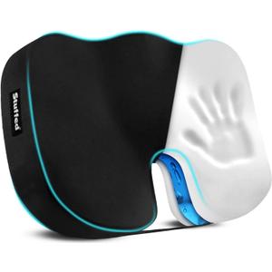 Stuffed Seat Cushion for Office Chair, Desk Chair Cushion for Long Sitting, Ergonomic Butt Cushion for Desk Chair, Gel Office Chair Seat Cushion, Memory Foam Butt Support for Chair (Black)
