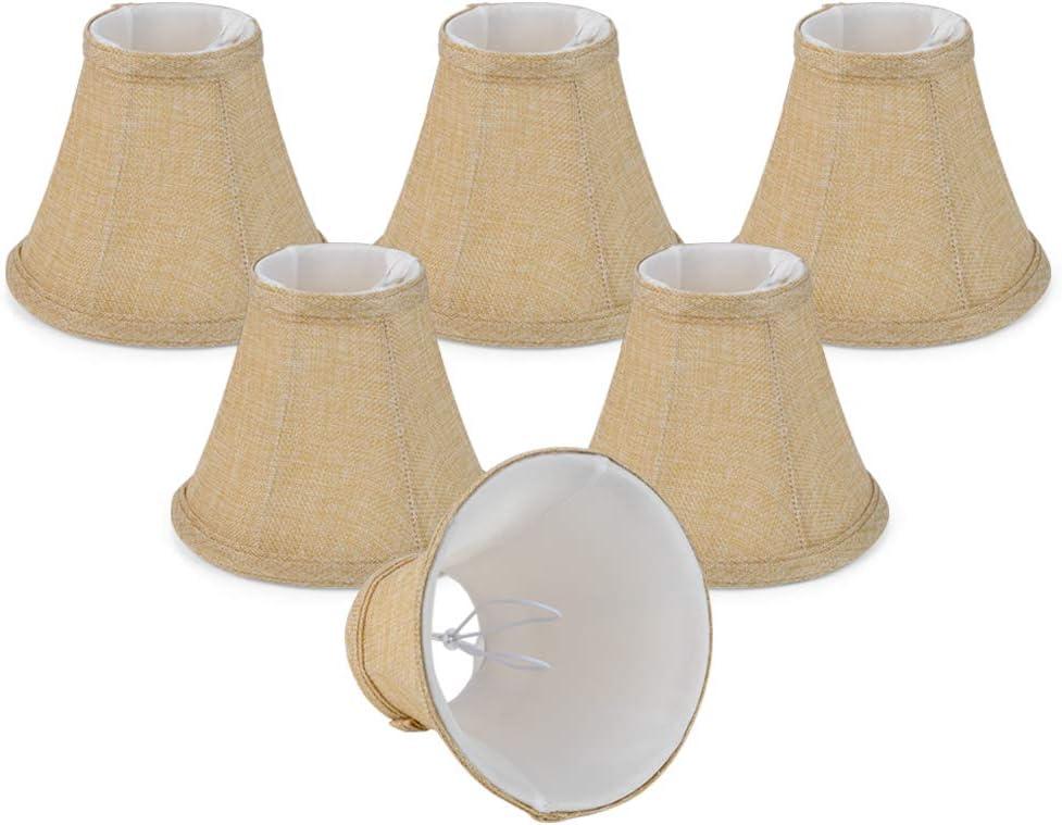 Wellmet Small Lamp Shade,ONLY for Candle Bulbs,Clip-on Drum Lamp Shades,Set of 6, 3x6x5 Inches (Linen)
