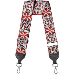 3 x Purse Strap, Jacquard Embroidered 2" Wide Soft Cotton & Leather Ends Purse Straps Replacement Crossbody Bag Straps (Jacquard Orange White)