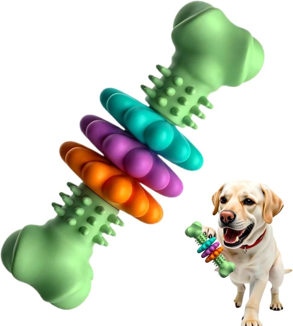 Puppy Teething Toy, Durable Chew Toy for Small Dogs, Interactive Bone Toy to Keep Puppies Busy, Teeth Cleaning Dog Toy for Small Breeds (Grenn)