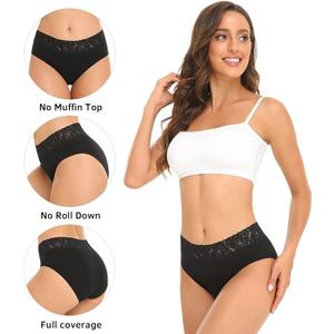 RHYFF Womens Underwear Cotton Bikini Panties Lace Soft Hipster Panty Ladies Stretch Full Briefs 5 Pack